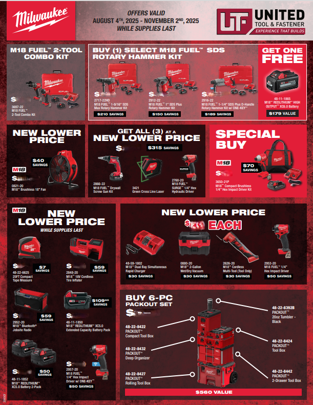 Milwaukee Fall 2025 Specials