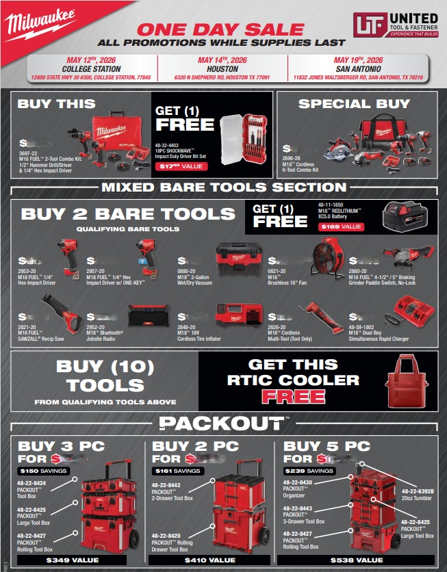 Milwaukee May One-Day Sale!