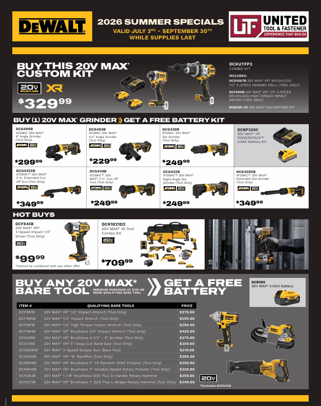 DeWalt 2026 Summer Specials